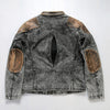 Retro venom denim real leather jacket