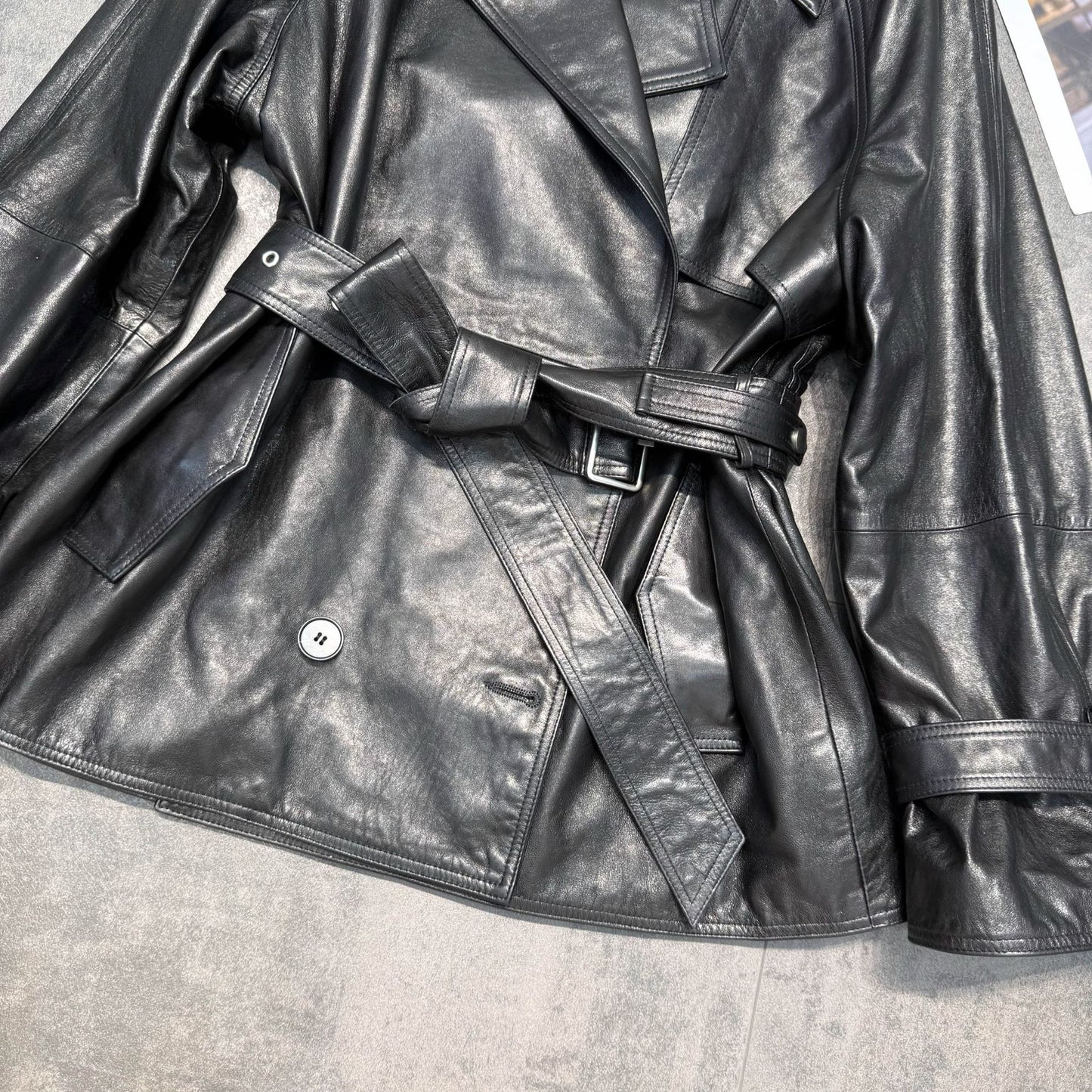 Women’s Loose Fit Genuine Leather Jacket Coat