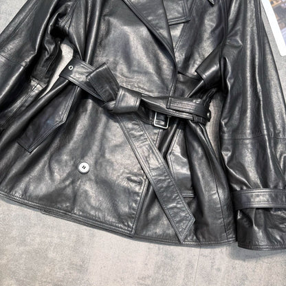 Women’s Loose Fit Genuine Leather Jacket Coat