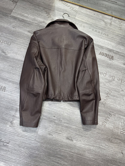 Women Oversized Real Leather Moto Jacket