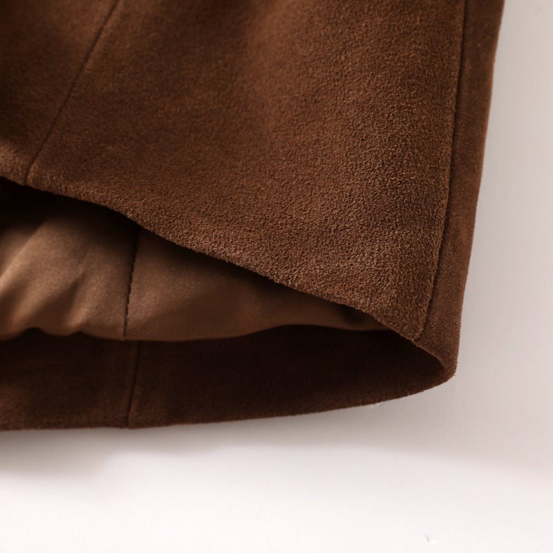 Brown suede leather vest women
