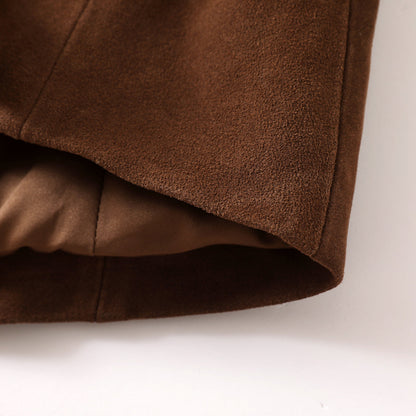 Brown suede leather vest women