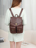 Women leather backpack laptop carry bag