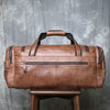 Vintage leather weekender duffel bag for men
