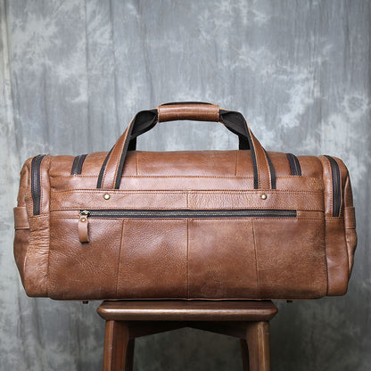 Vintage leather weekender duffel bag for men
