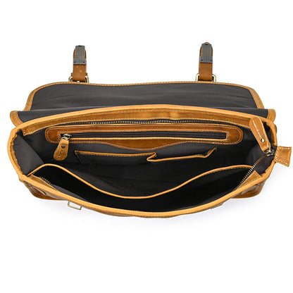 Retro crazy horse leather men briefcase