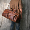 Mens crazy horse leather travel duffle bag
