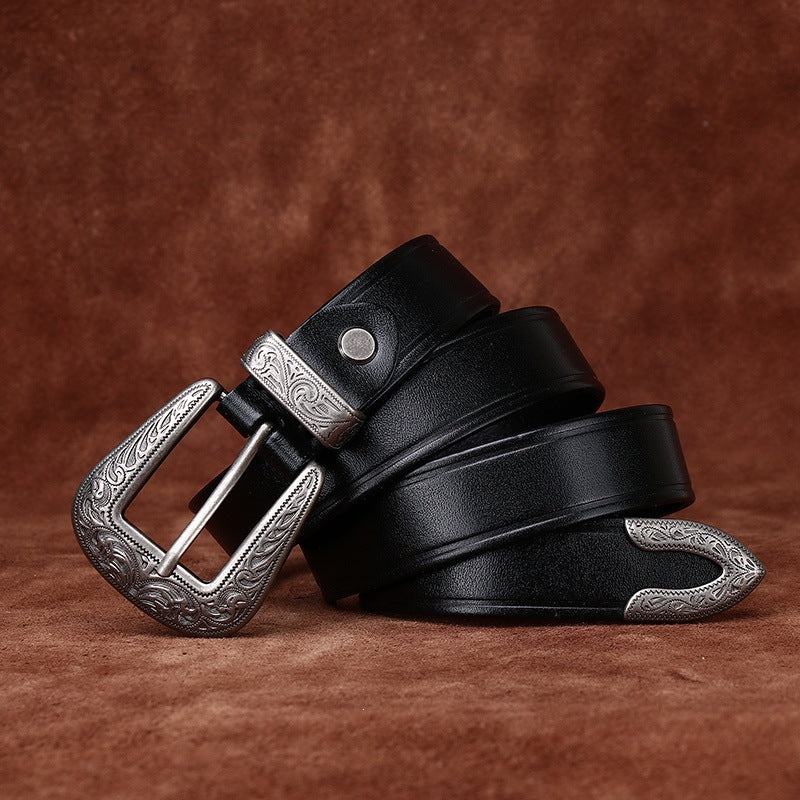 Leather Belt with Buckle for Women in Top-Grain Cowhide