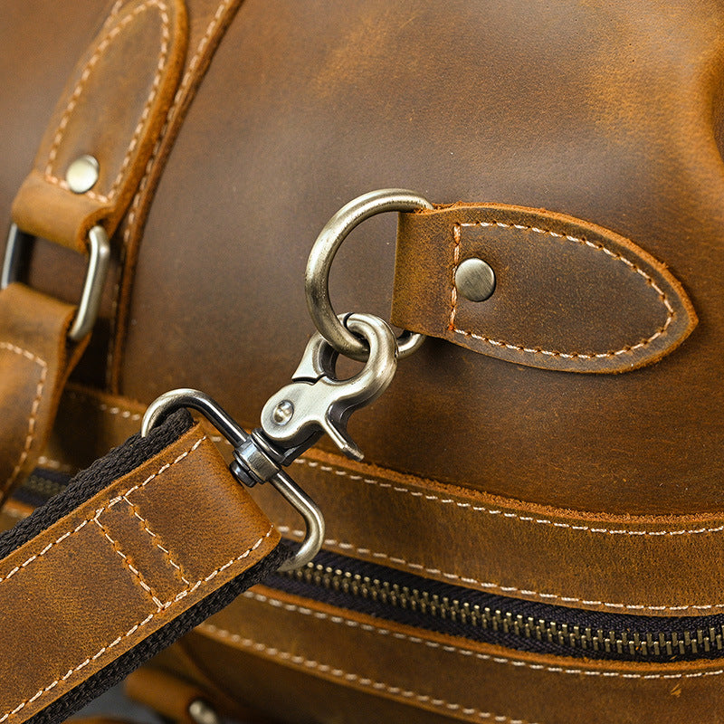 Men leather travel duffle weekender luggage bag