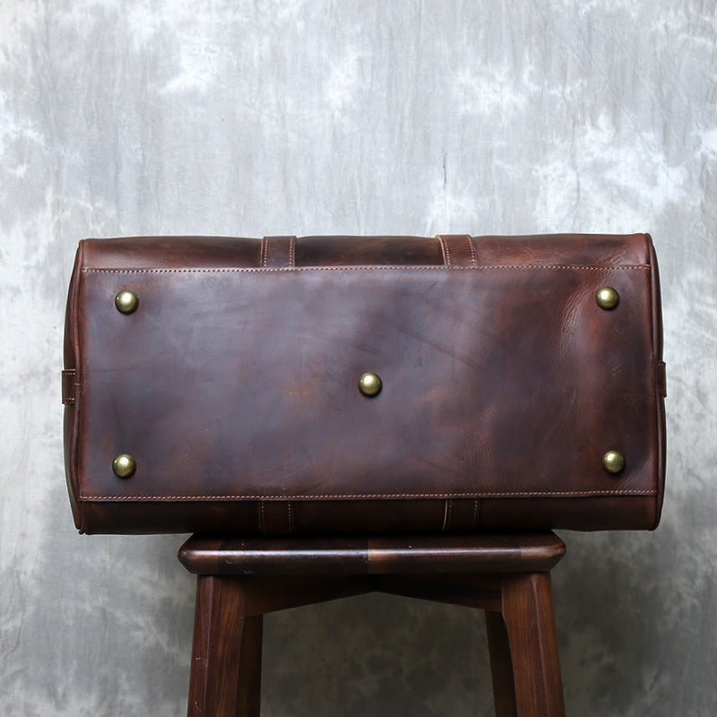 Leather duffel bag for men travel overnight