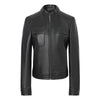 Black slim fit leather jacket women