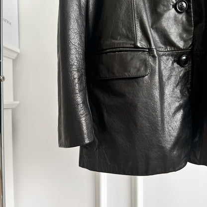 Women Oil-Waxed Loose Fit Genuine Leather Jacket