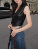 Black women leather waistcoat vest