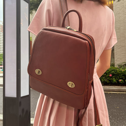 Genuine cowhide leather backpack for women