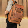 Crazy horse leather travel backpack