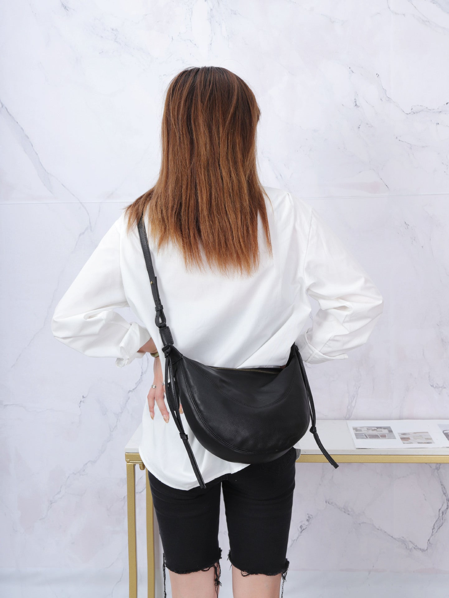 Women Soft Leather Dumpling Tote Crossbody Bag