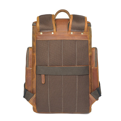 Crazy horse leather travel backpack