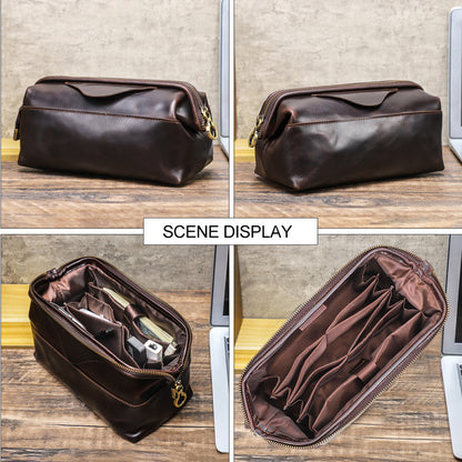 Men's Leather Dopp Kit with Multi-Compartment Organizer