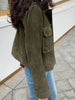Women's olive goatskin suede pocket jacket
