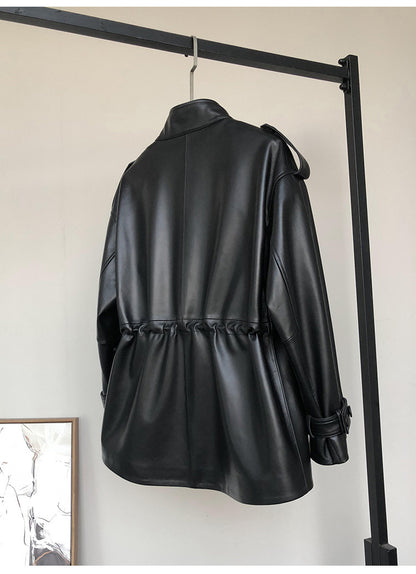 Women’s Petite Genuine Leather Coat Jacket
