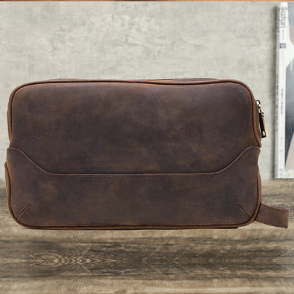 Leather Toiletry Bag for Men with Dual Compartments