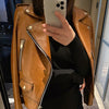 Women’s Brown Sheepskin Moto Leather Jacket