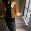 Women’s Brown Sheepskin Moto Leather Jacket