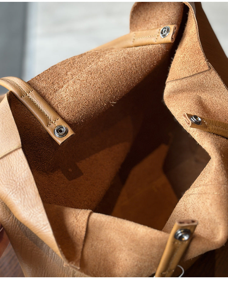 Large cowhide leather women tote bag