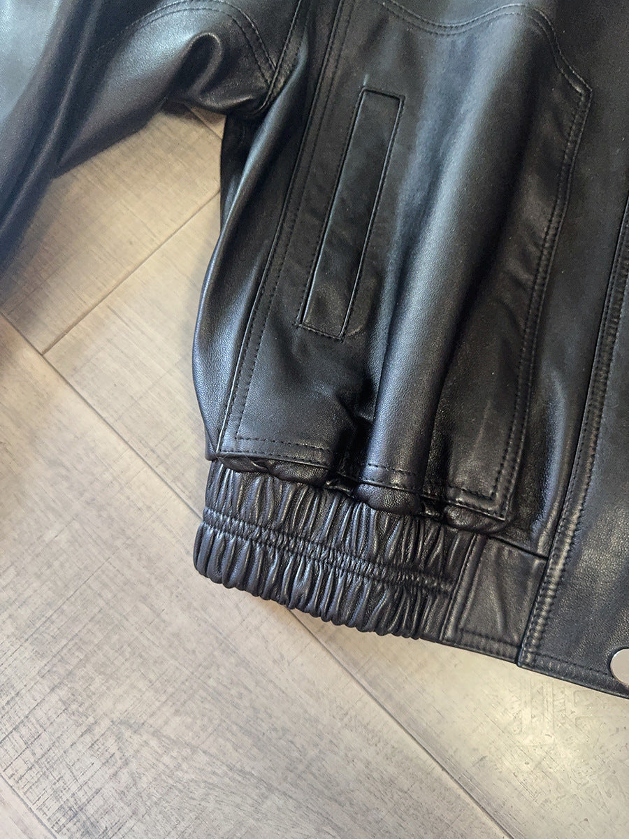 Women’s Genuine Leather Oversized Flight Jacket