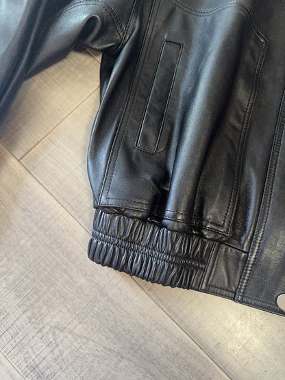 Women’s Genuine Leather Oversized Flight Jacket