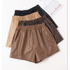 High waist genuine sheepskin leather wide leg shorts for women