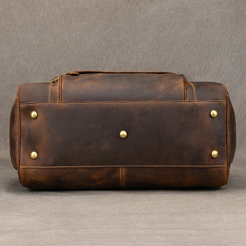 Crazy horse leather travel duffel bag