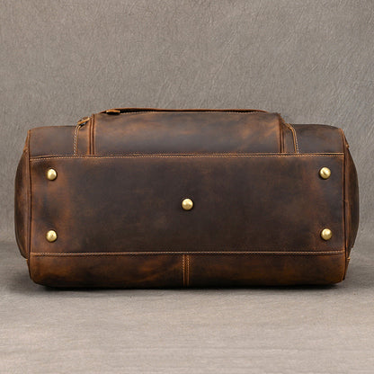 Crazy horse leather travel duffel bag