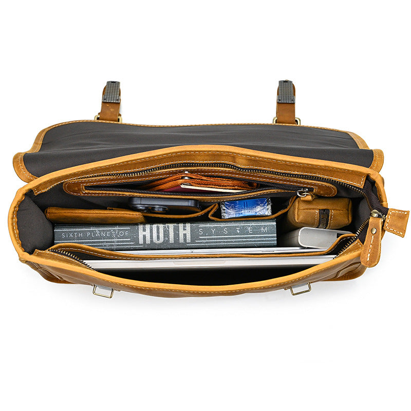 Retro crazy horse leather men briefcase