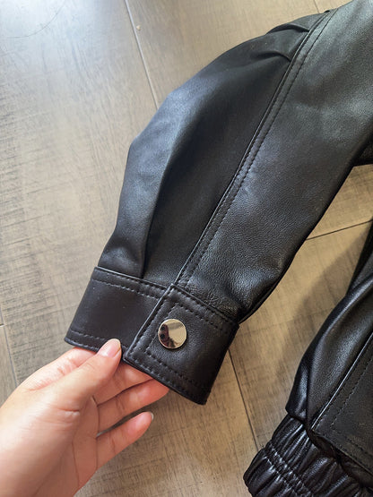 Women’s Genuine Leather Oversized Flight Jacket