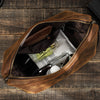 Men's Leather Toiletry Kit in Distressed Brown for Travel