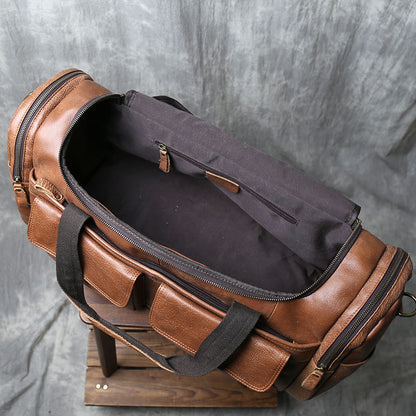 Vintage leather weekender duffel bag for men