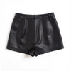 Genuine sheepskin high waist leather shorts for women