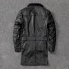 Men mid-length leather trench coat jacket