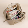 Women's Leather Toiletry Bag with Divided Cosmetic Organizer