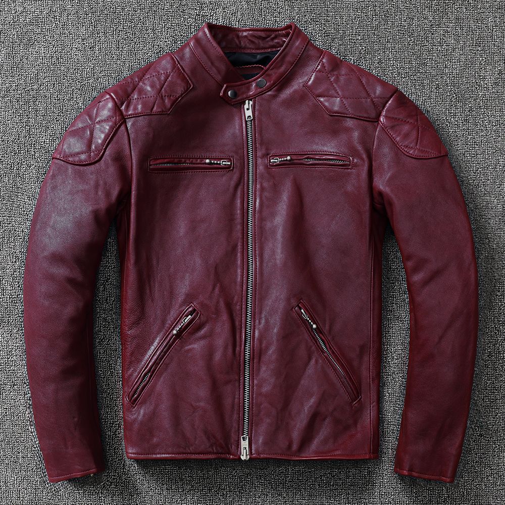 Men slim fit leather biker jacket