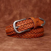 Womens Woven Belt in Top-Grain Leather with Pin Buckle