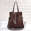 Women Genuine Leather Bucket Shoulder Tote Bag