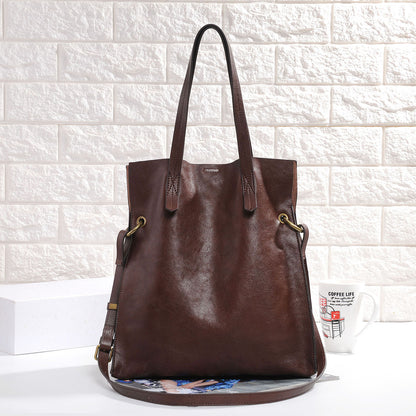 Women Genuine Leather Bucket Shoulder Tote Bag