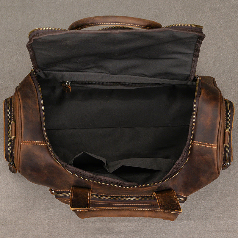 Crazy horse leather travel duffel bag