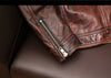 Distressed brown moto leather jacket vintage biker