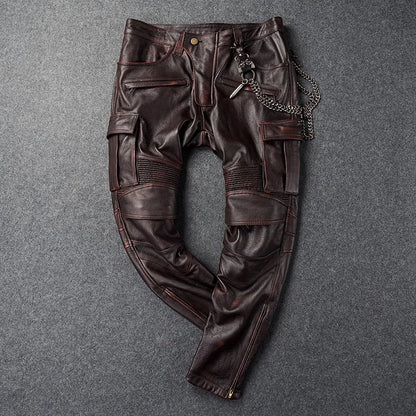 Black leather motorcycle riding pants
