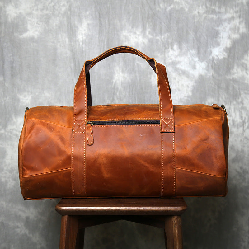 Retro crazy horse leather travel duffel bag