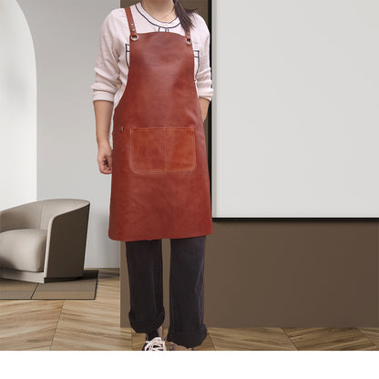 Genuine Leather Cooks Apron with Cross Back Straps