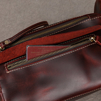 Men's Leather Wash Bag in Dark Brown Top-Grain Cowhide